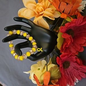 NWOT Yellow Ribbon Charm Stretch Bracelet Size 7  -  1001